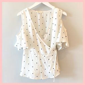 Sophie Rue Peplum Cold Shoulder Polka Dot Wrap Top